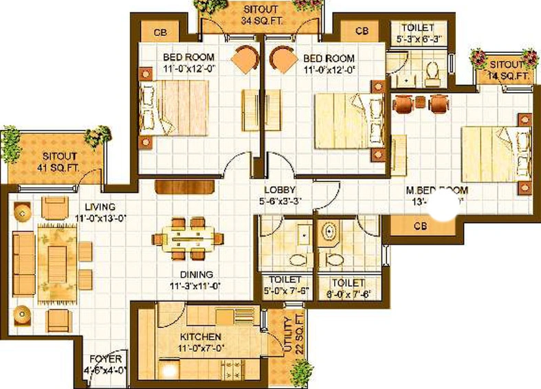 Vipul Lavanya Floor Plan