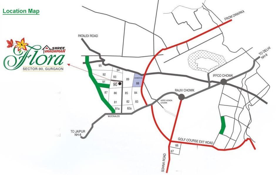 Shree Vardhman Flora Location Map